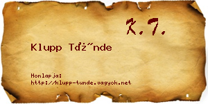 Klupp Tünde névjegykártya