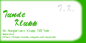 tunde klupp business card